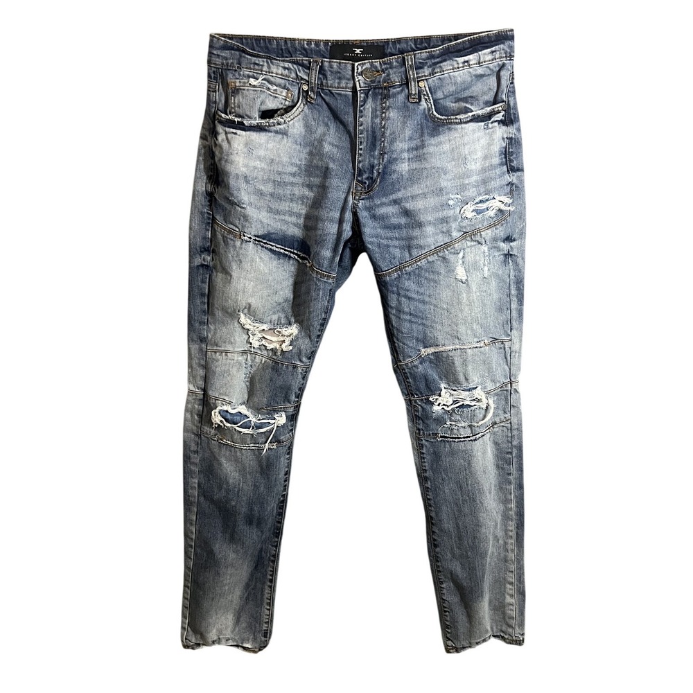 Jordan‎ Craig Legacy Edition 'Aaron' Distressed Moto Jeans Men's 34x34 Blue